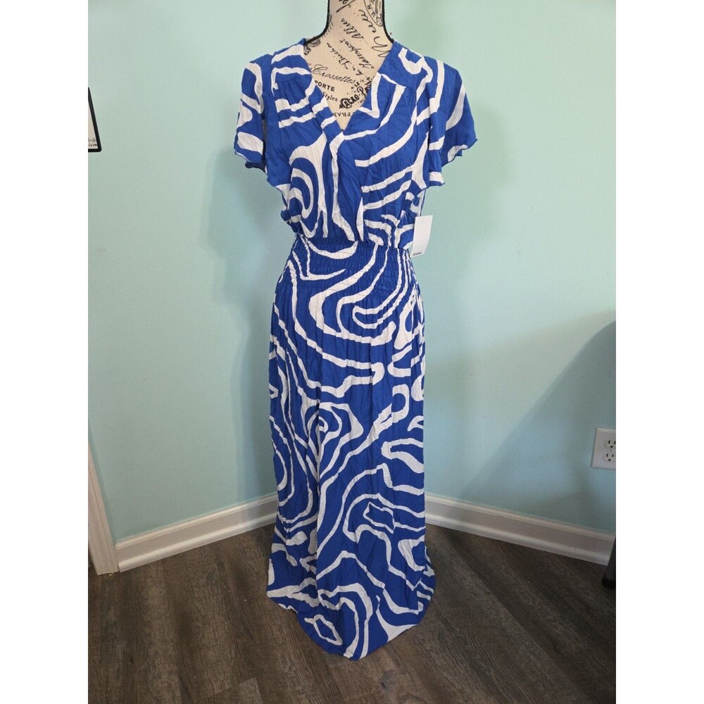 Kindred Maxi Dress blue white summer vacation cruise new with tags large - Picture 1 of 5